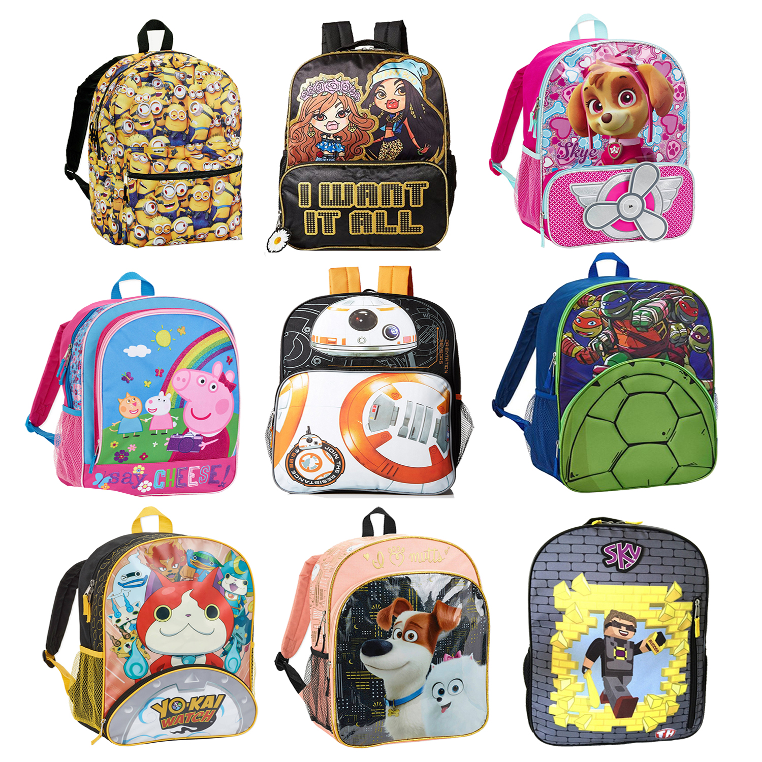 16" Kid's Back To School Backpacks with Front Pocket Multiple Styles