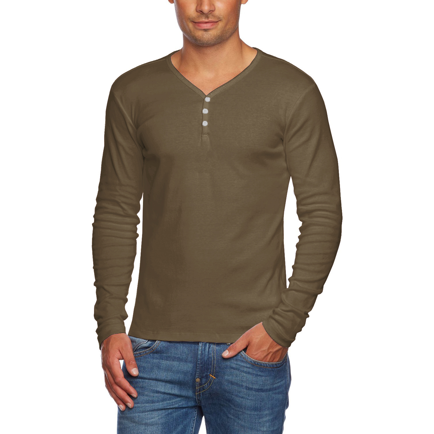 Download Alta Men's Slim Fit V Neck Long Sleeve Cotton T-Shirt with ...