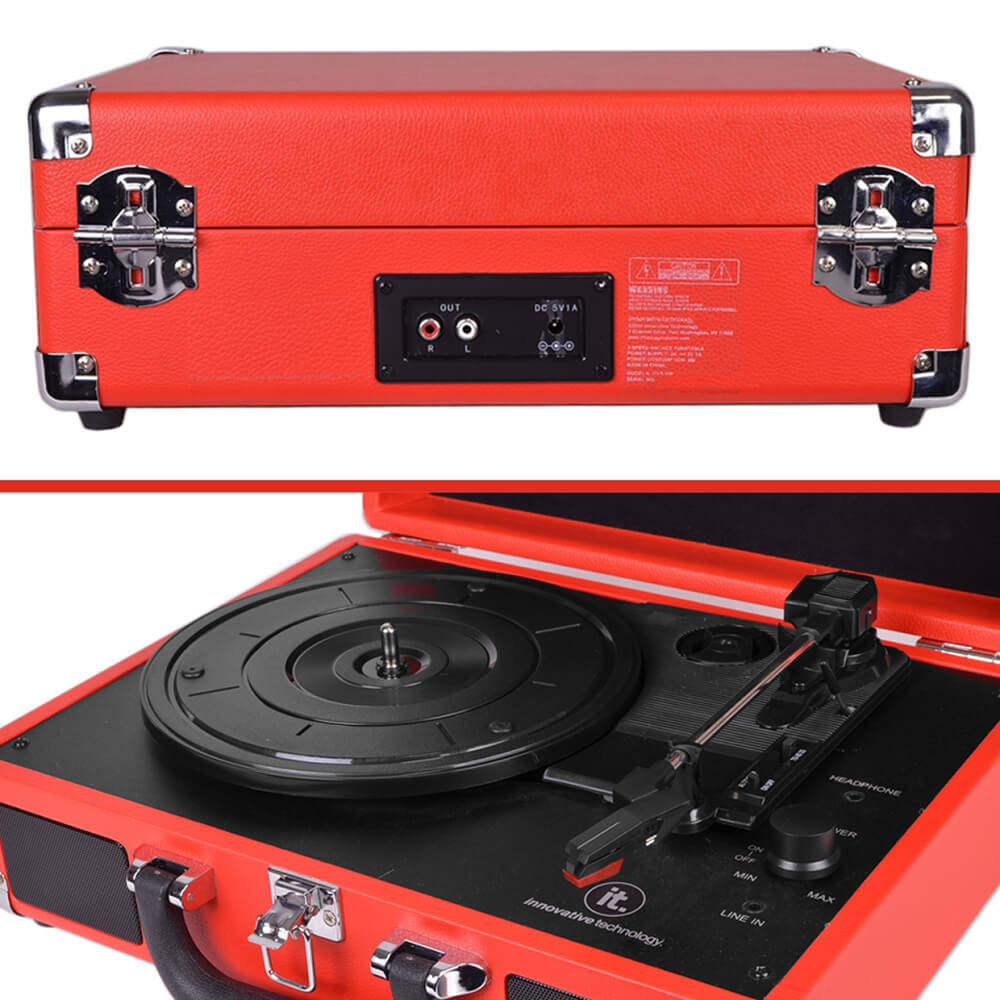 Innovative Technology ITVS550B 3Speed Vintage Suitcase Turntable w
