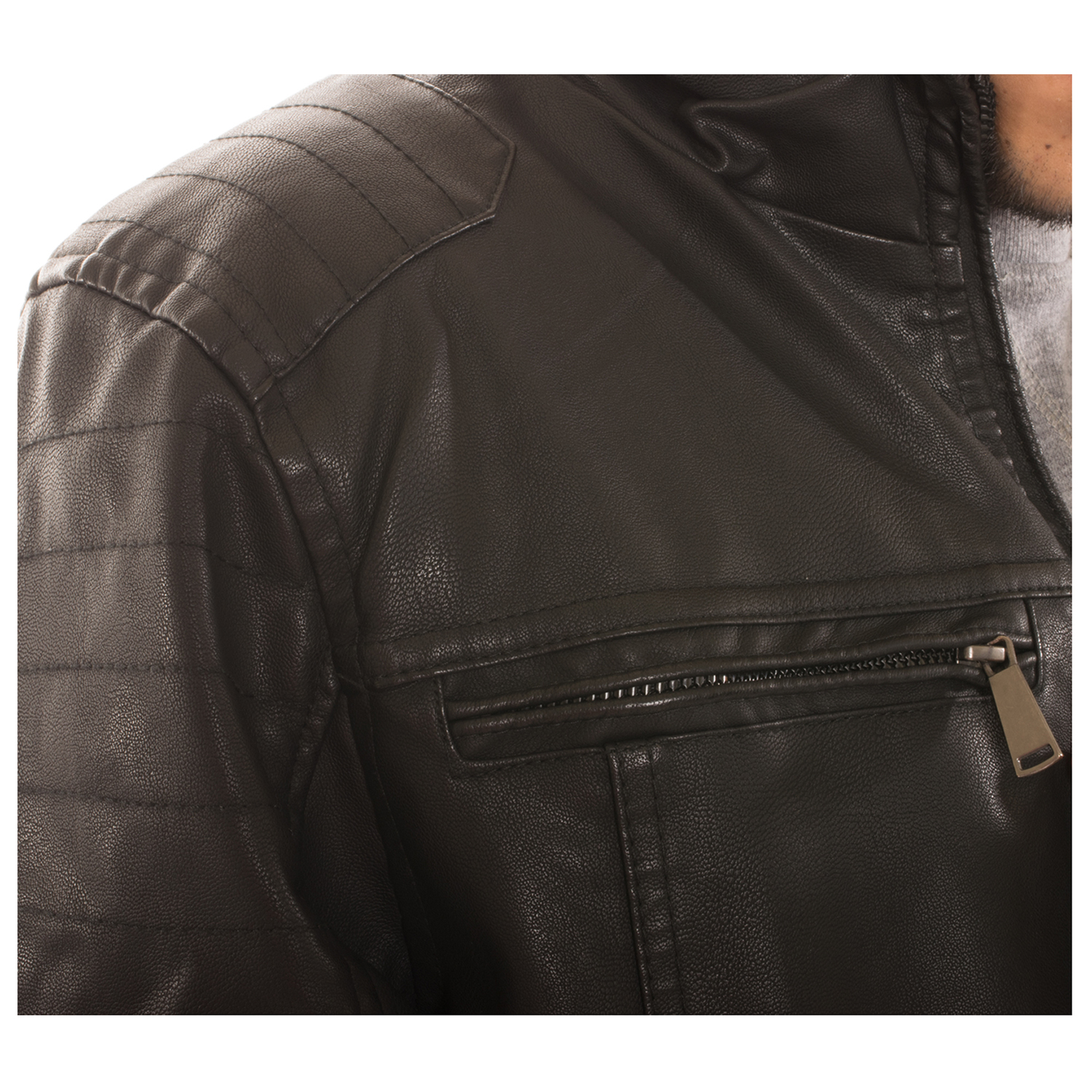 Alta Men's Motorcycle Bomber Fleece Lined Faux Leather Jacket eBay