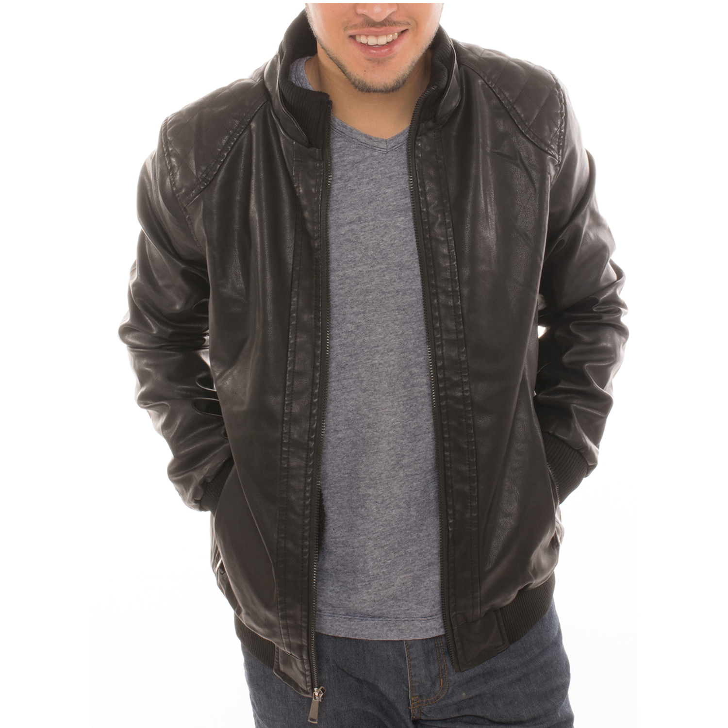 lined faux leather jacket