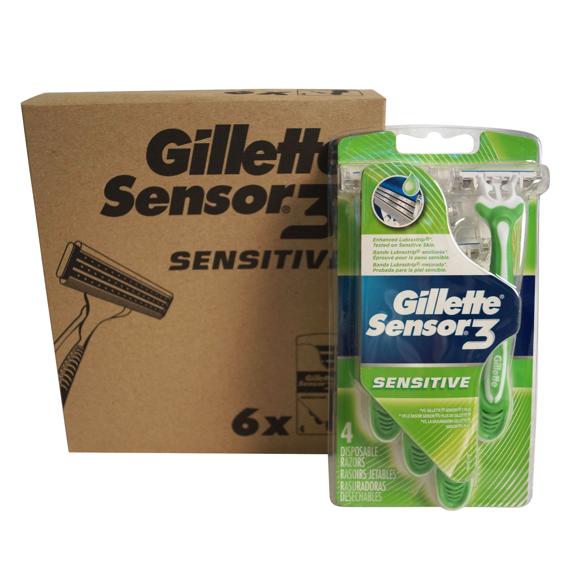 Gillette Sensor 3 Disposable Razors Sensitive 6 x 4 ct 47400110151 eBay