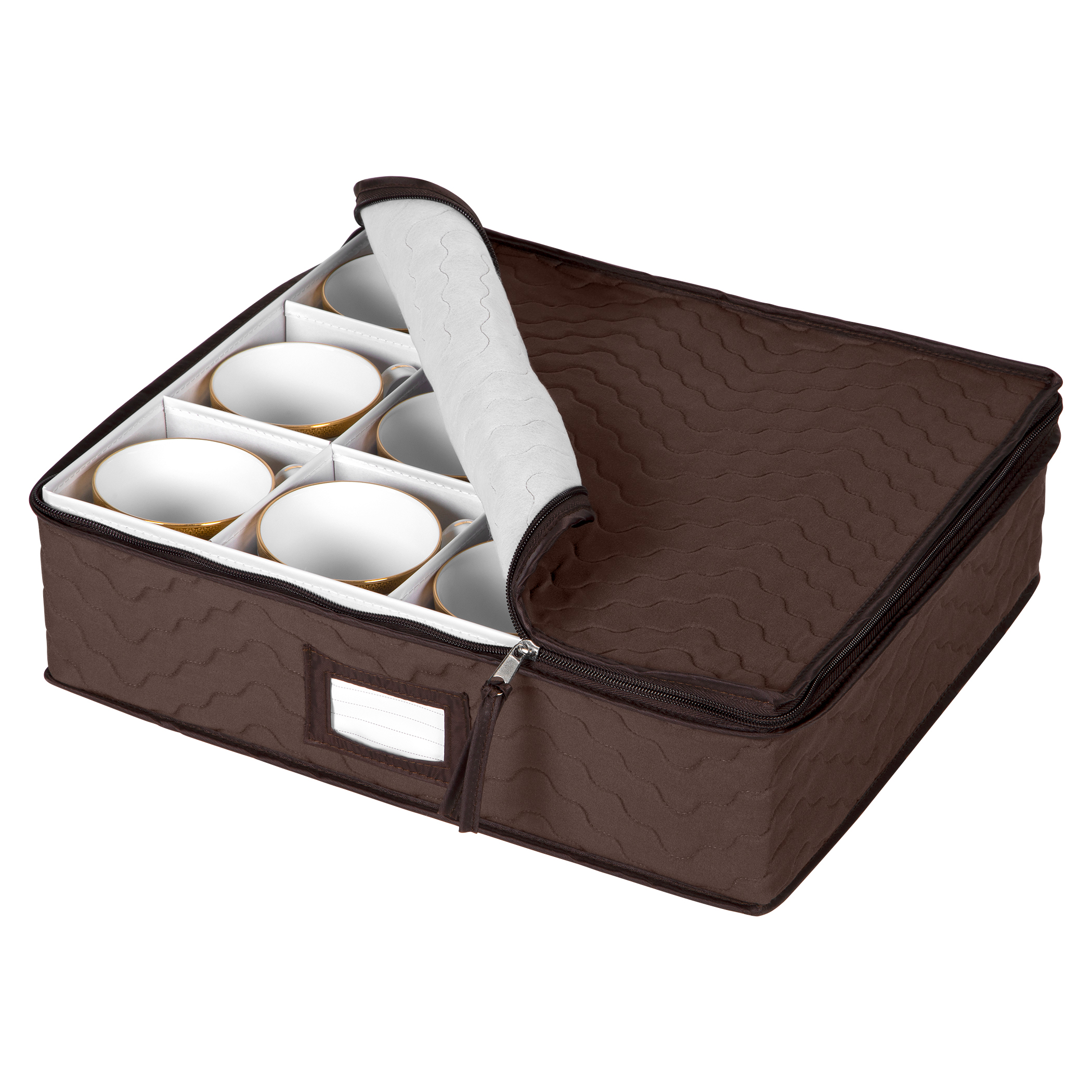 Quilted China Cup Storage in Brown 49412418140 eBay