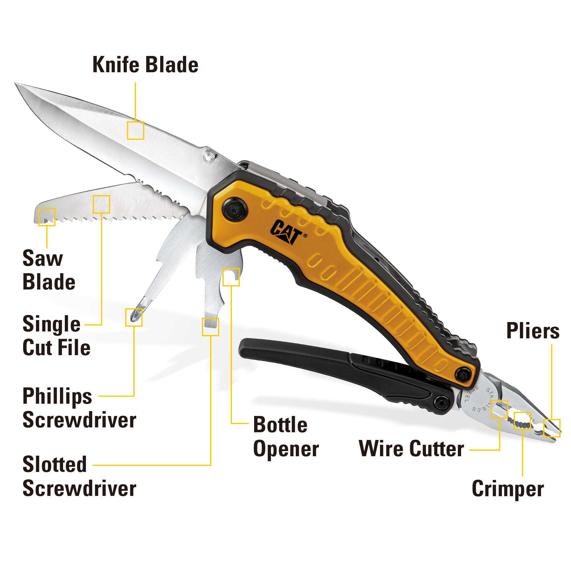 Cat 3 Piece MultiTool and Pocket Knife Gift Set Box 240125