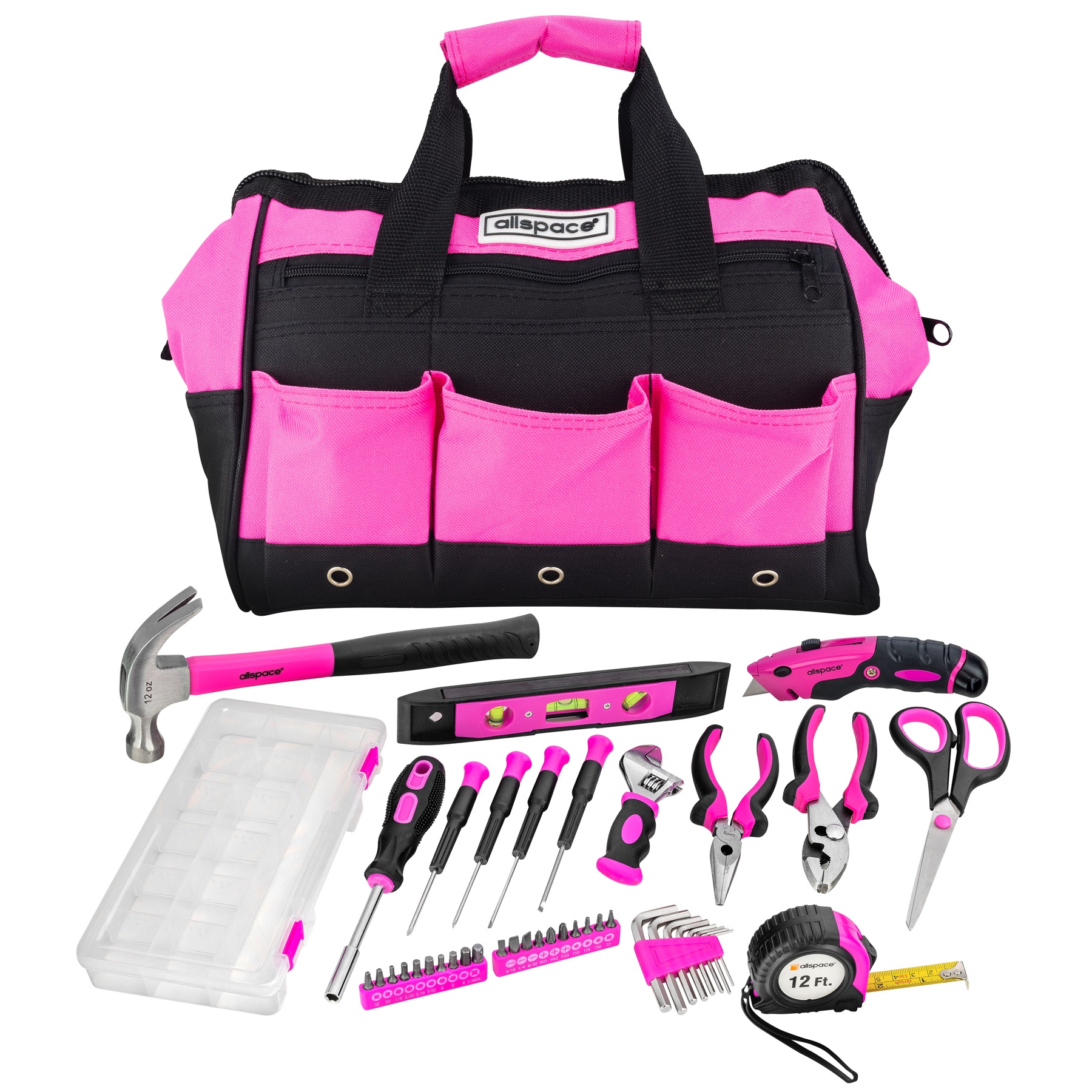 Allspace 43 Piece Home and Office Pink Essentials Tool Set with Tool