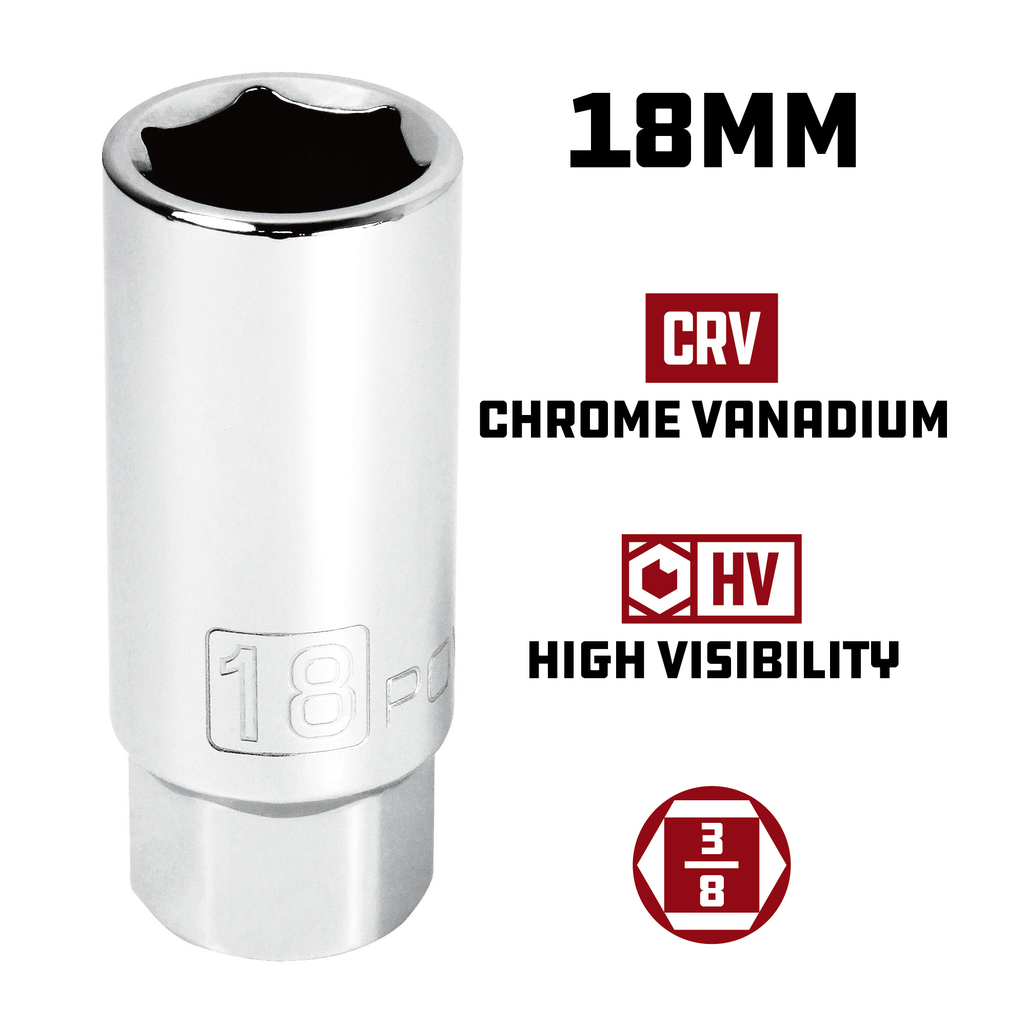 Powerbuilt 3/8Inch Drive Metric Spark Plug Socket 18mm 643009 eBay