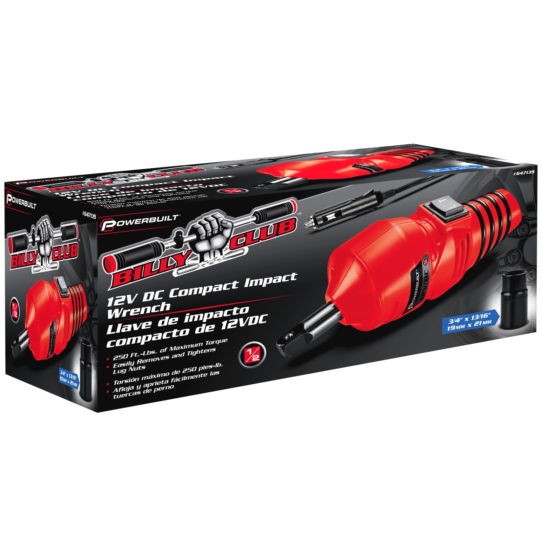 Powerbuilt 12V 1/2" Dr. Impact Wrench Kit for Lug Nuts Tire Change