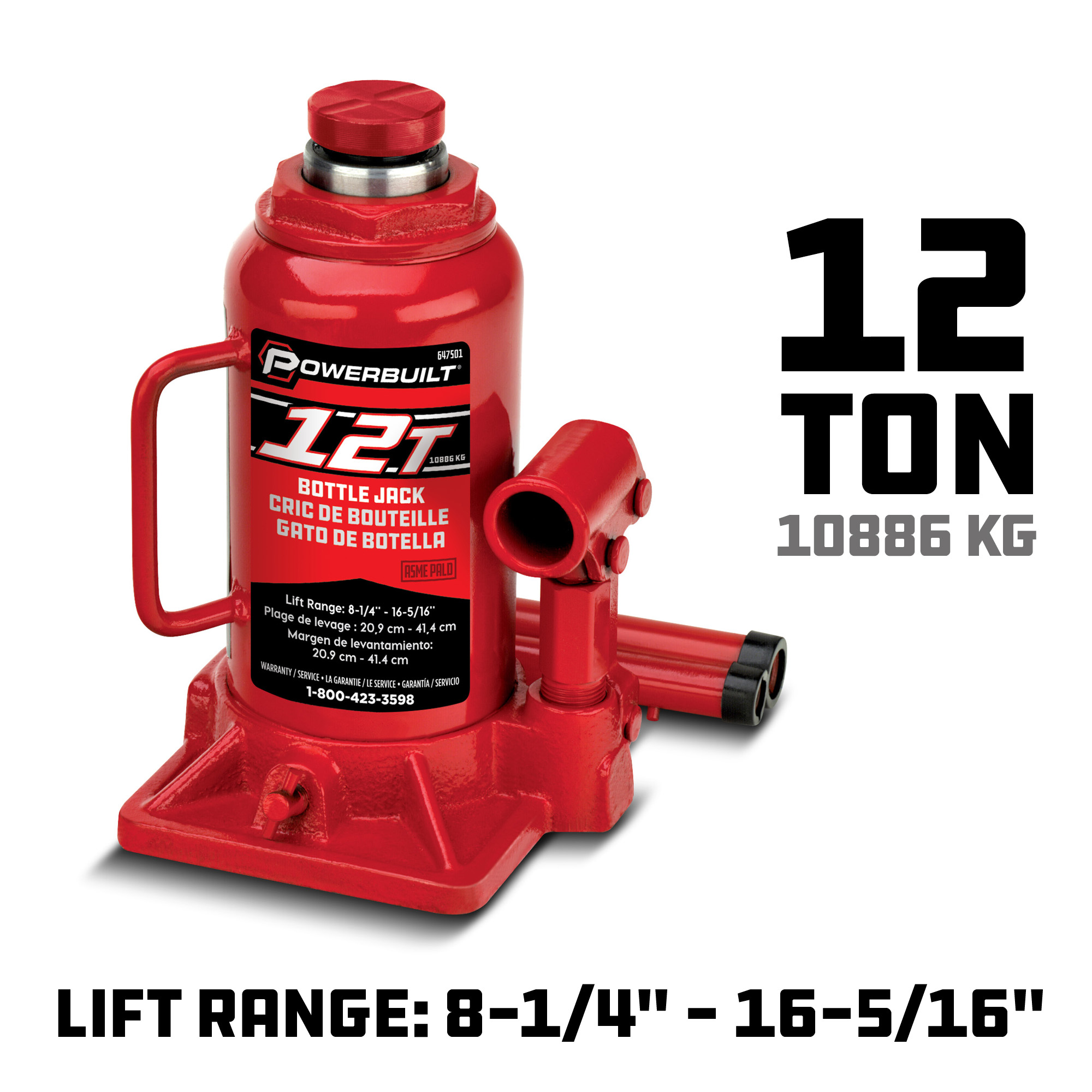 Powerbuilt 12 Ton Bottle Jack, Heavy Duty Iron Base 647501 eBay