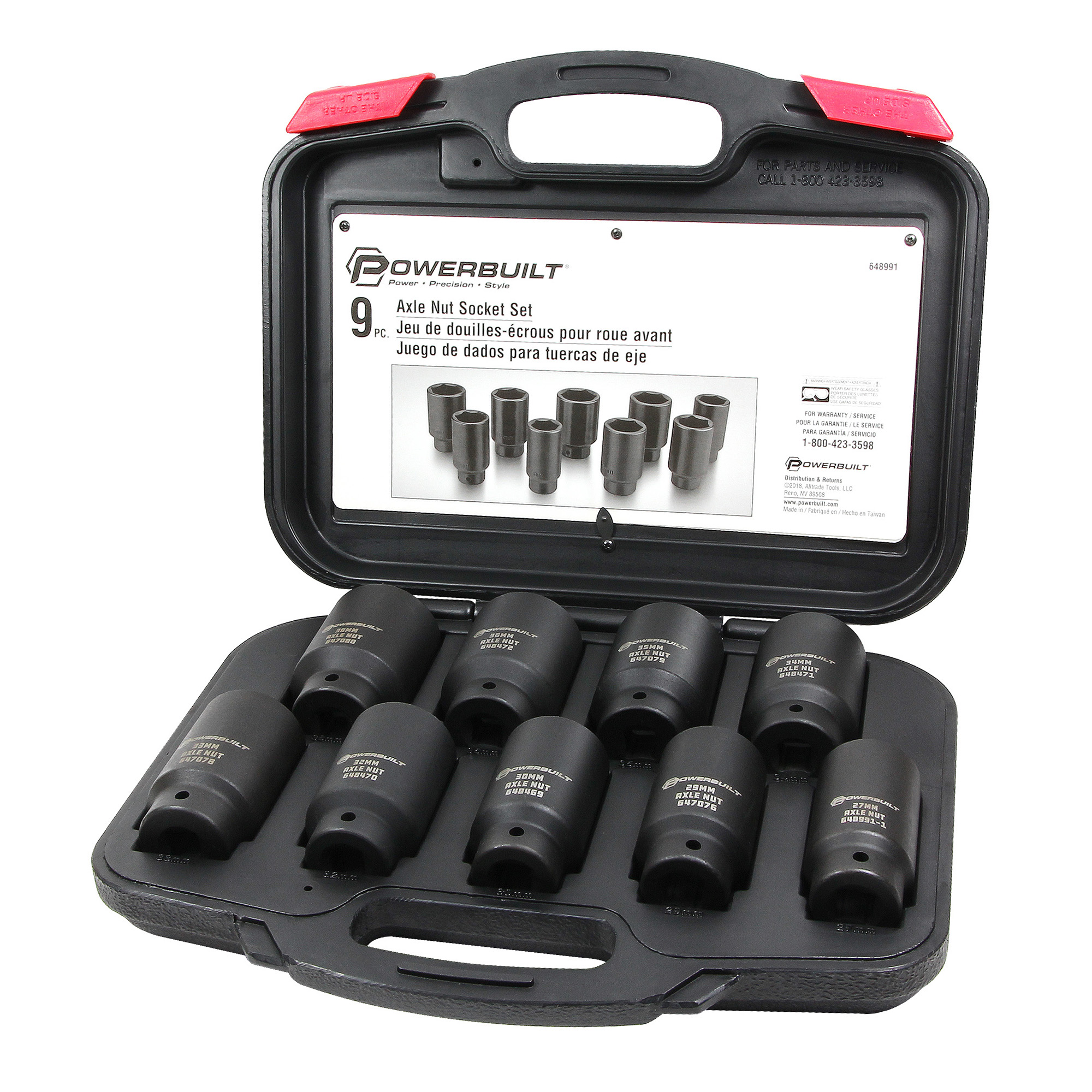 Powerbuilt 9 Piece Deluxe Axle Nut Socket Set Kit 61 648991 eBay