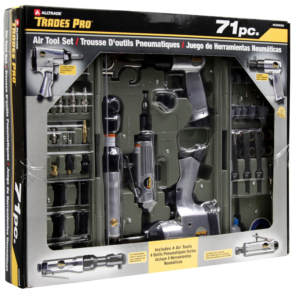 Trades Pro 71 Piece DIY Starter Air Tool Set + Accessories with Storage