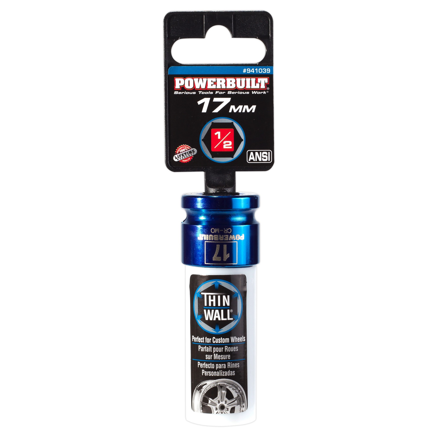 Powerbuilt 1/2in. Dr. 17mm Lug Nut Socket with Wheel Protector Sleeve