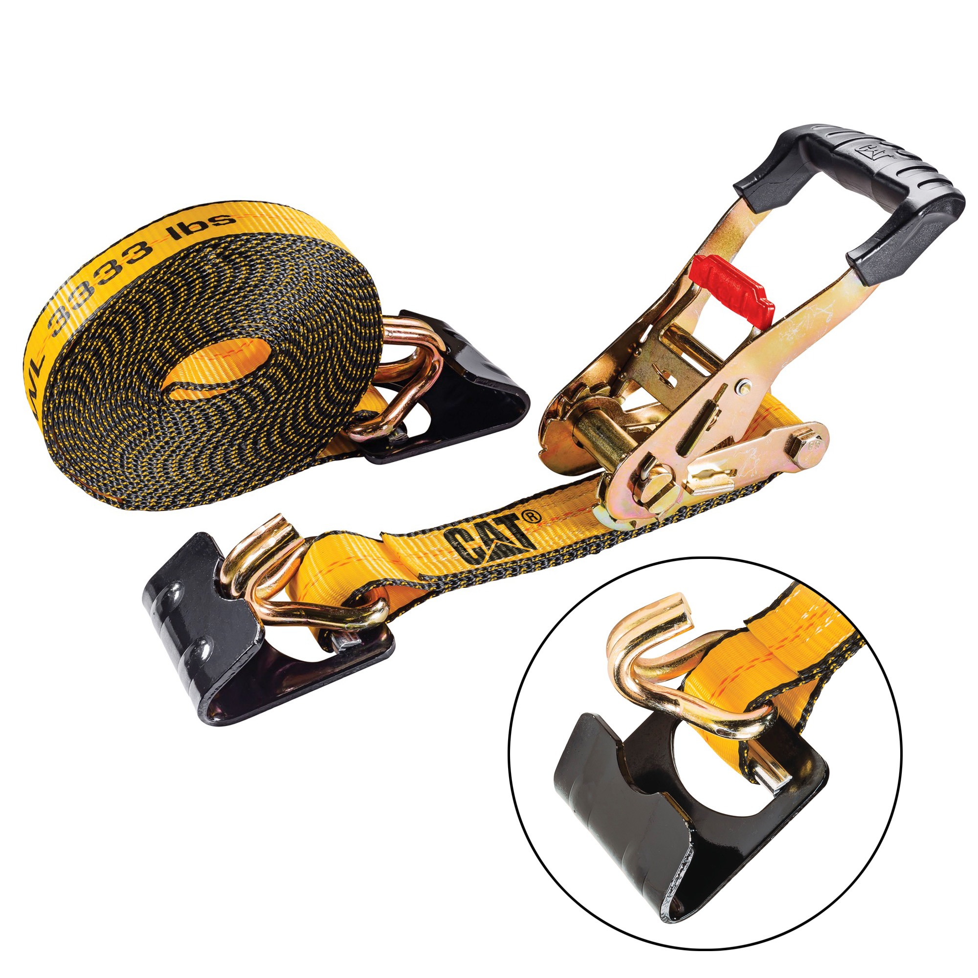 Cat Heavy Duty Ratchet Tie Down with Patented 2in1 Hook 27 Feet x 2