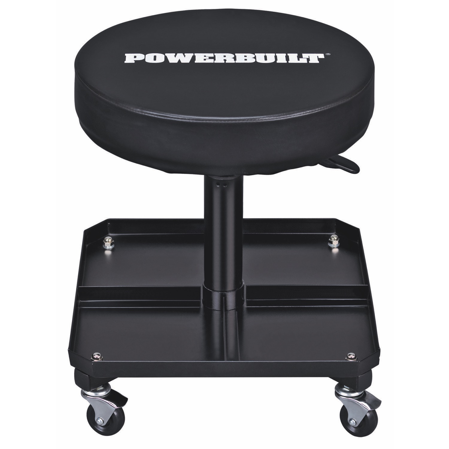 Powerbuilt Pneumatic HeightAdjustable Roller Seat with Tool Tray