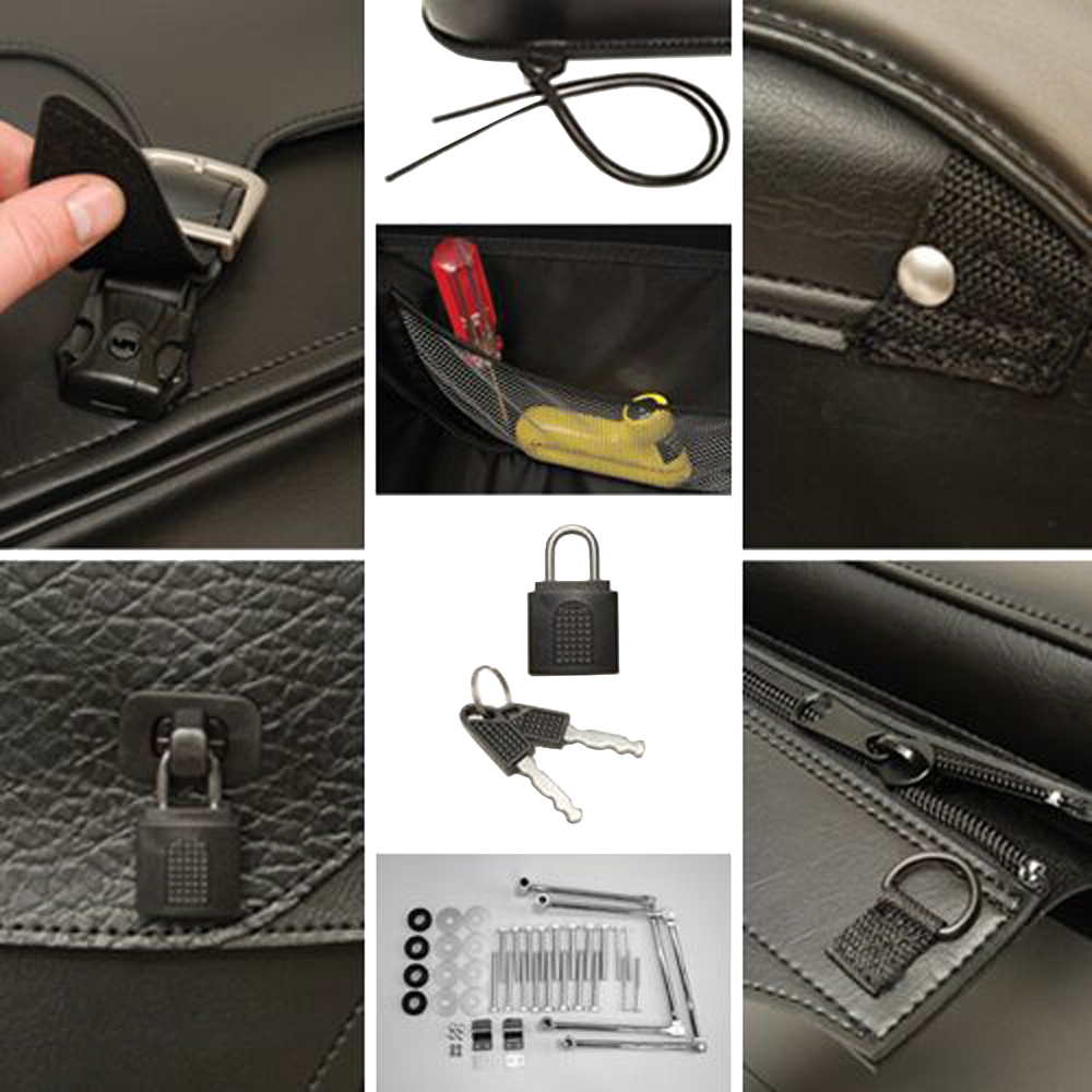 Castle Contour Motorcycle Saddlebags Saddle Bags Pair Luggage PVC Leather