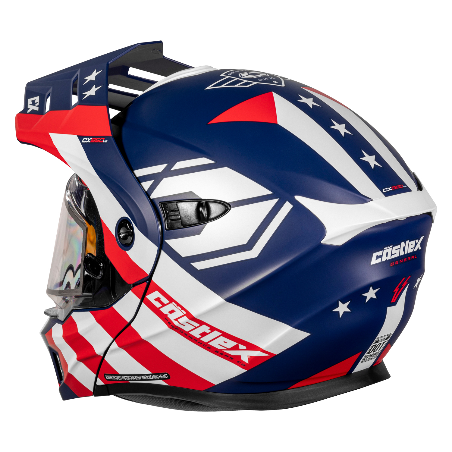 Adult Castle X CX950 V2 Dual Sport Modular Snowmobile Helmet Dual Lens Shield - Picture 31 of 54