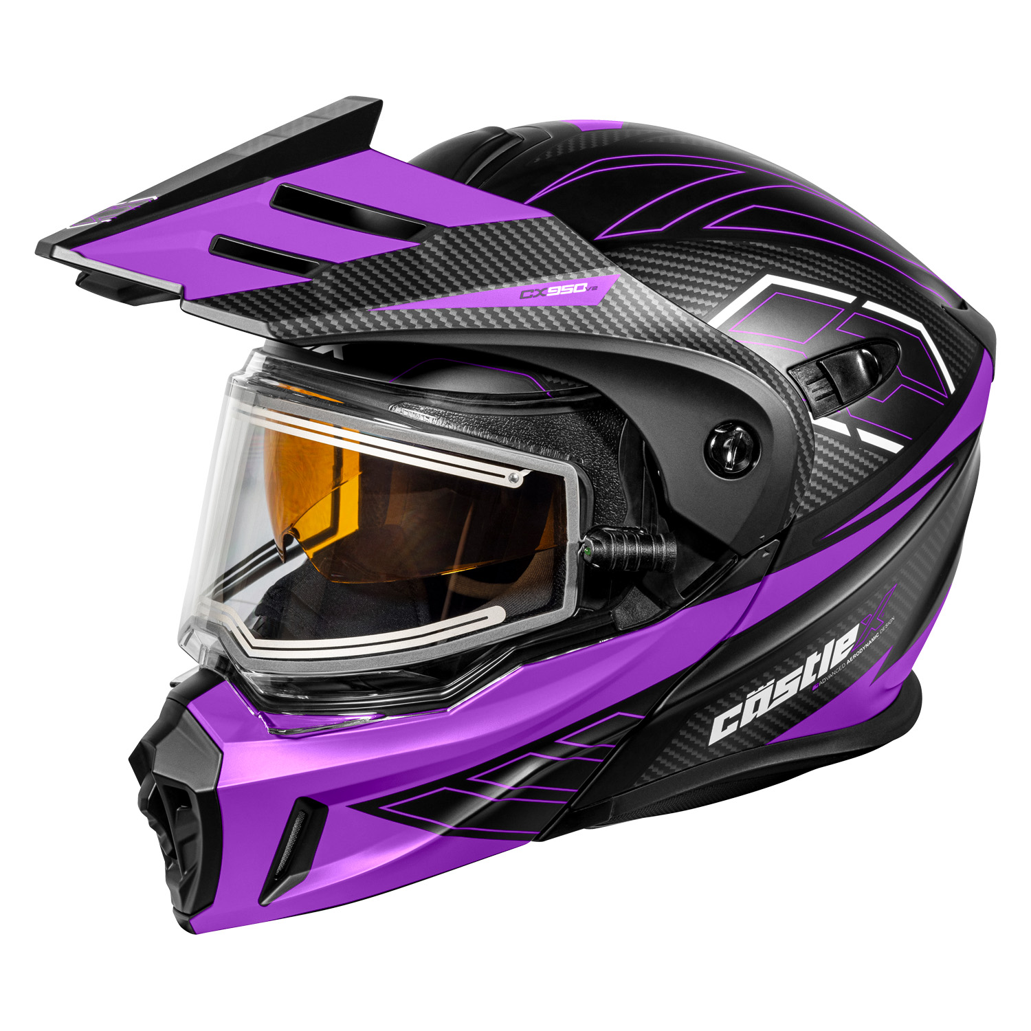 Adult Castle X CX950 V2 Dual Sport Modular Snowmobile Helmet Heated Shield - Picture 7 of 64