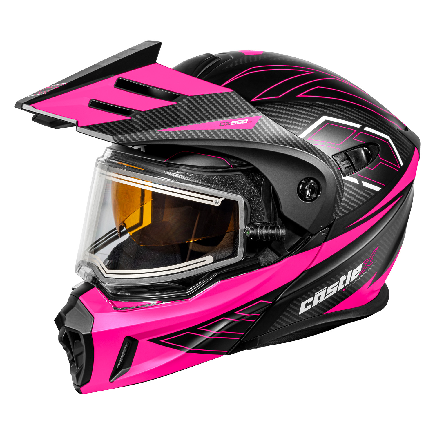 Adult Castle X CX950 V2 Dual Sport Modular Snowmobile Helmet Heated Shield - Picture 15 of 64
