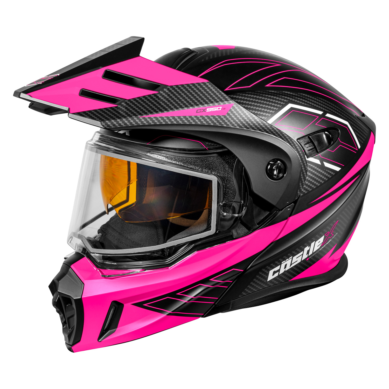 Adult Castle X CX950 V2 Dual Sport Modular Snowmobile Helmet Dual Lens Shield - Picture 15 of 54