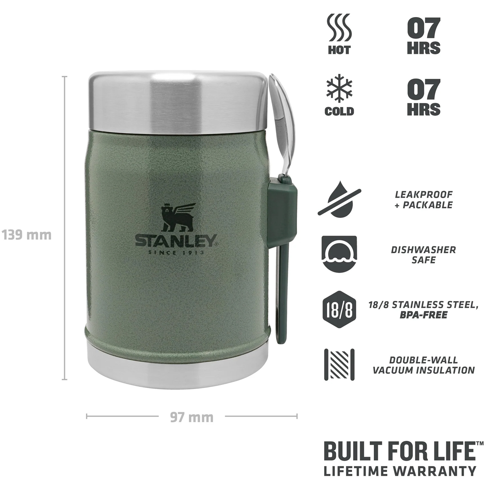 Stanley Classic Legendary 14OZ Thermal Travel Food Jar Pot With Spork - Picture 11 of 19