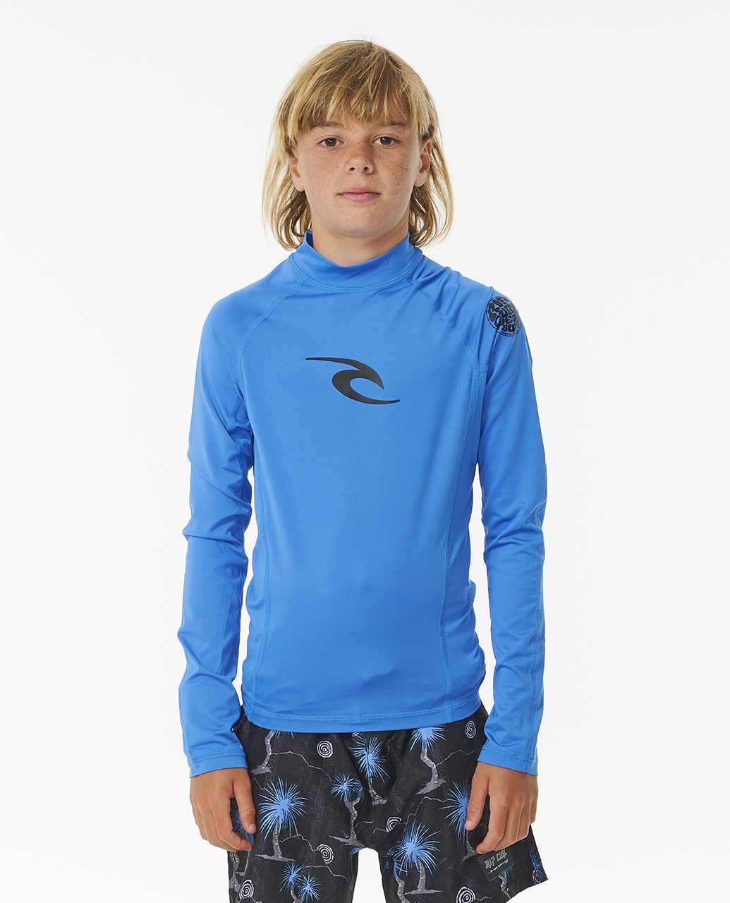 Rip Curl Kids Brand Wave UPF 50 Long Sleeve Surf T-Shirt Rash Vest Top - Picture 2 of 16