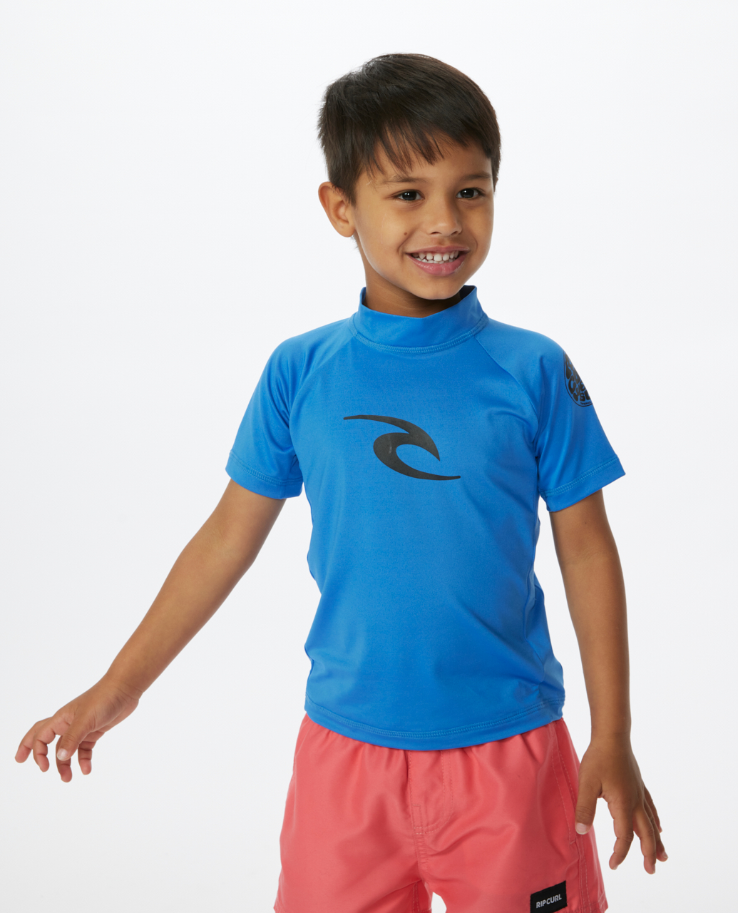 Rip Curl Kids Brand Wave Short Sleeve Surf Surfing UV Protect Rash Guard Vest - Picture 4 of 11