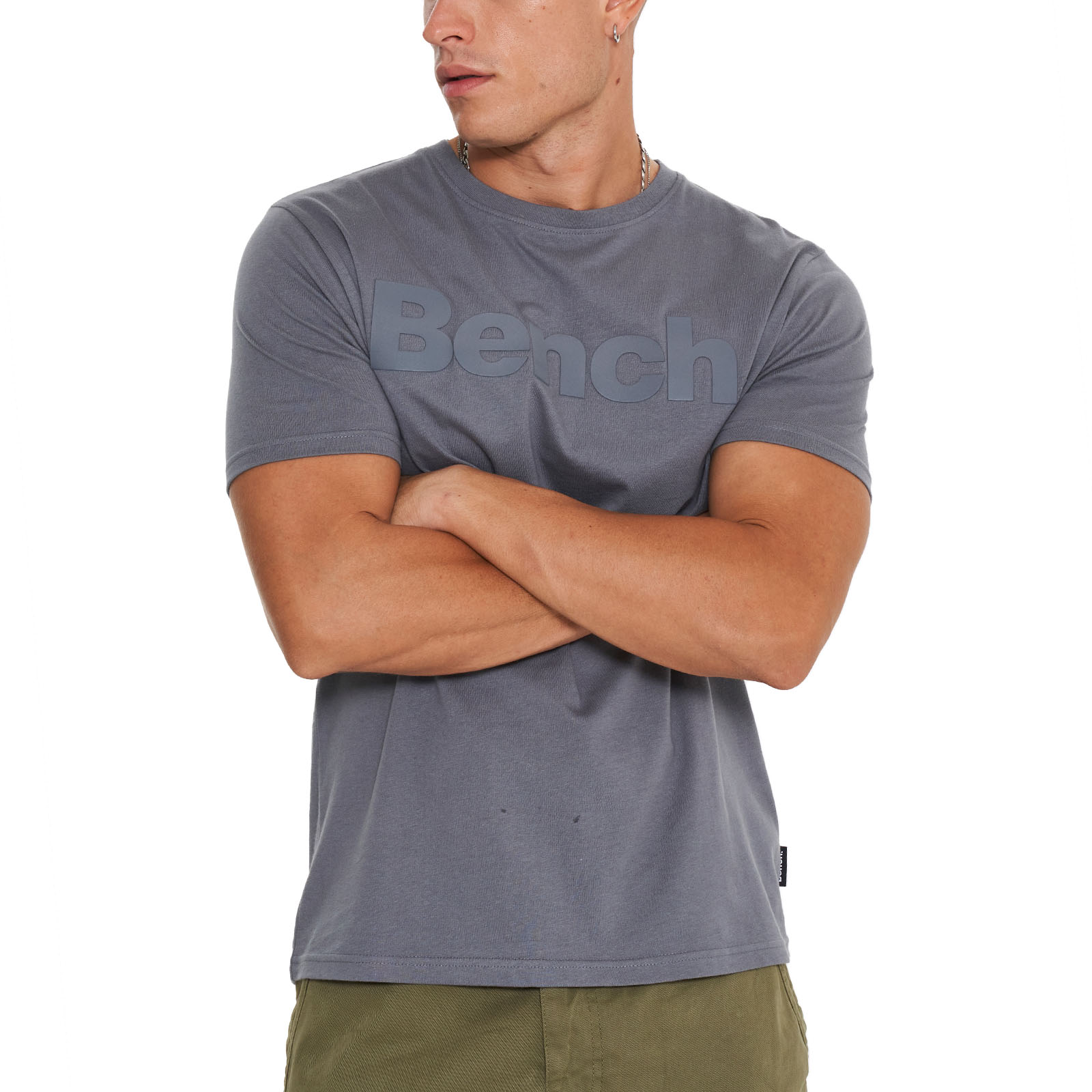 Bench Mens Worsley Casual Crew Neck Cotton Rubberised Logo T-Shirt Top Tee - Picture 11 of 47