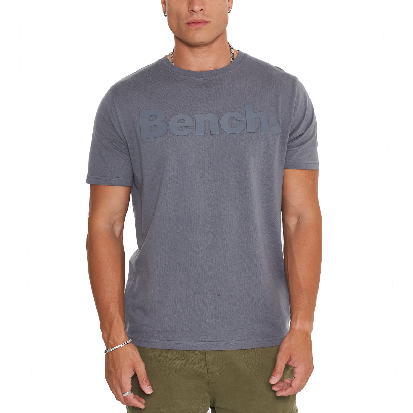 Bench Mens Worsley Casual Crew Neck Cotton Rubberised Logo T-Shirt Top Tee - Picture 14 of 47