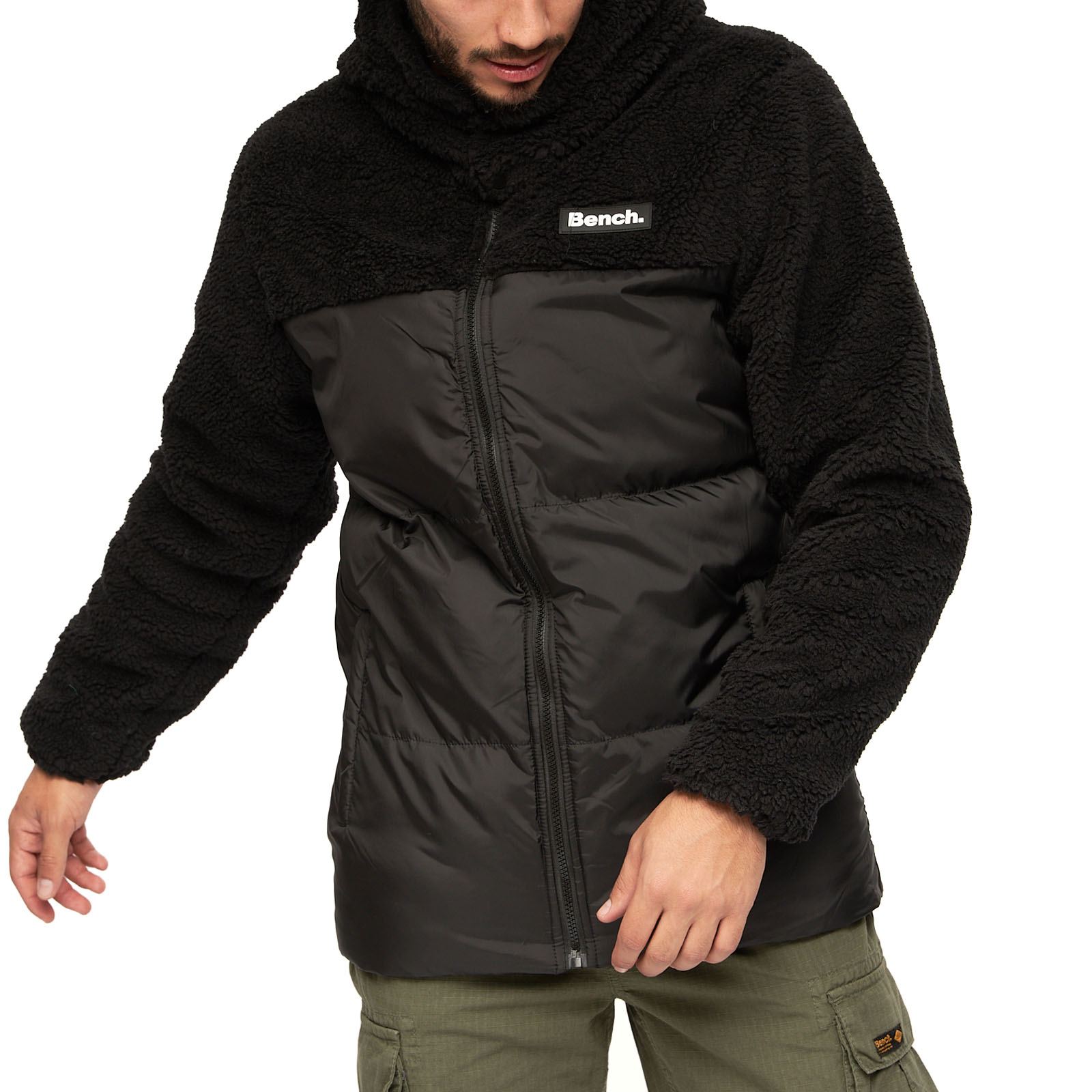Bench Mens Detta Padded Contrast Sherpa Hooded Outdoor Warm Winter