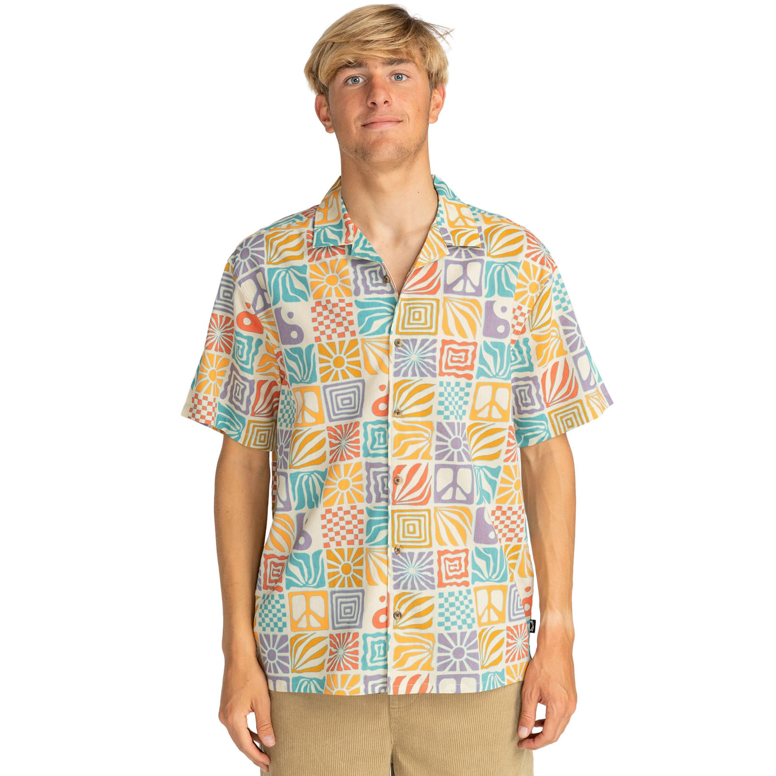 Camisa informal Billabong para hombre Sunday Vacay manga corta estampado de temporada - Imagen 4 de 7