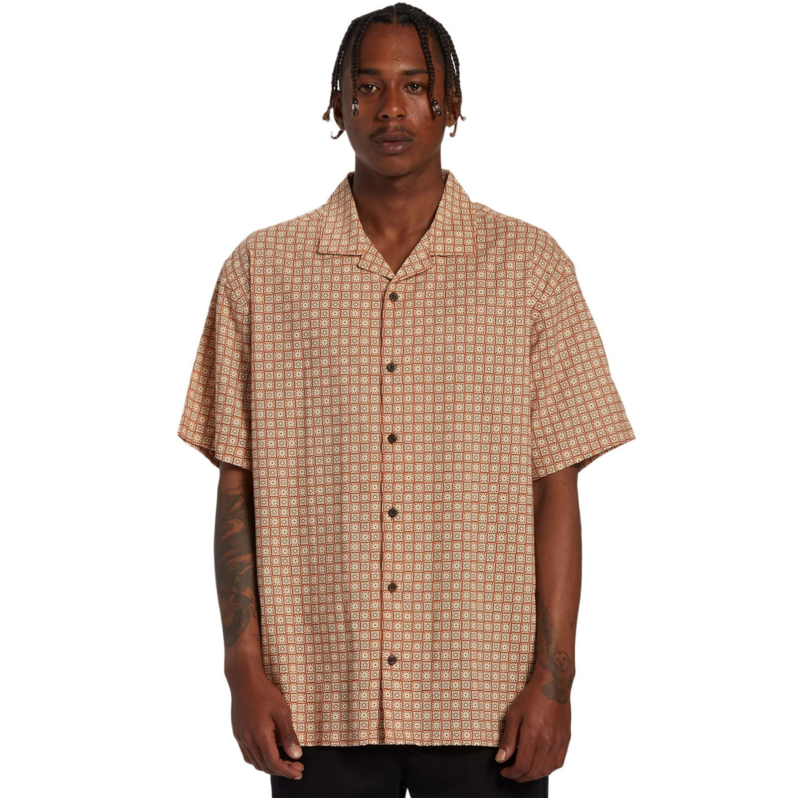Camisa informal Billabong para hombre Sunday Vacay manga corta estampado de temporada - Imagen 6 de 7
