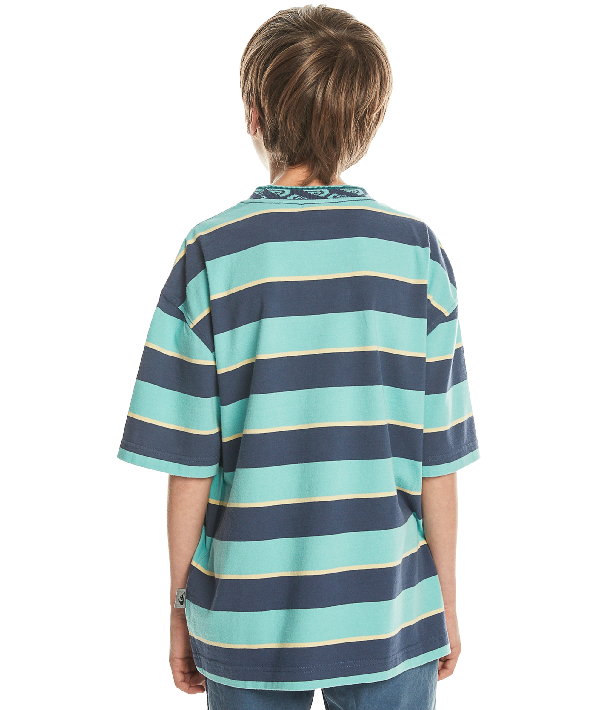 Quiksilver Kids Stripe Short Sleeve Crew Neck Cotton T-Shirt Top Tee - Picture 3 of 7