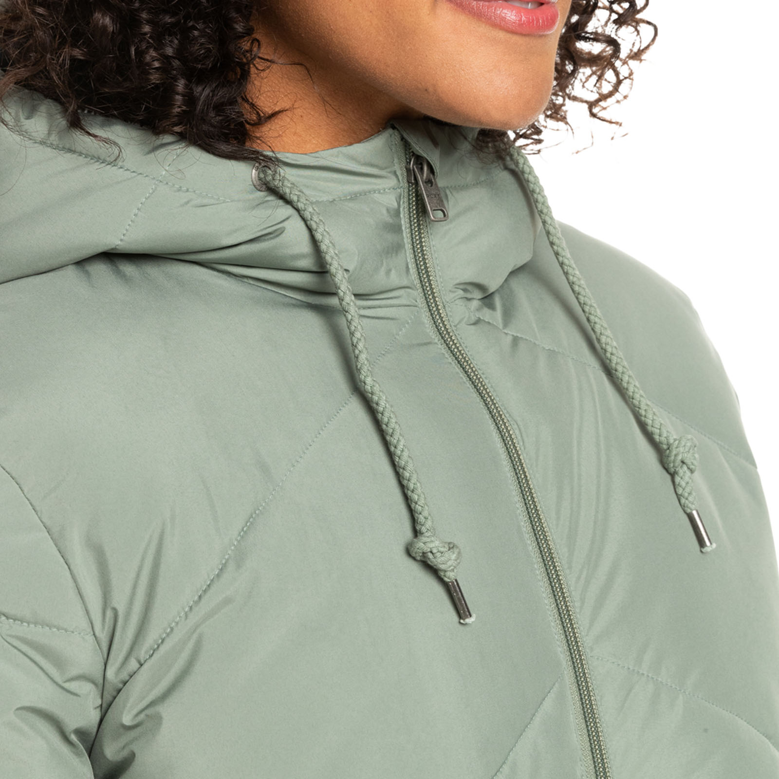 Abrigo chaqueta acolchada acolchada Longline con capucha para mujer Roxy Better Weather - Imagen 6 de 13