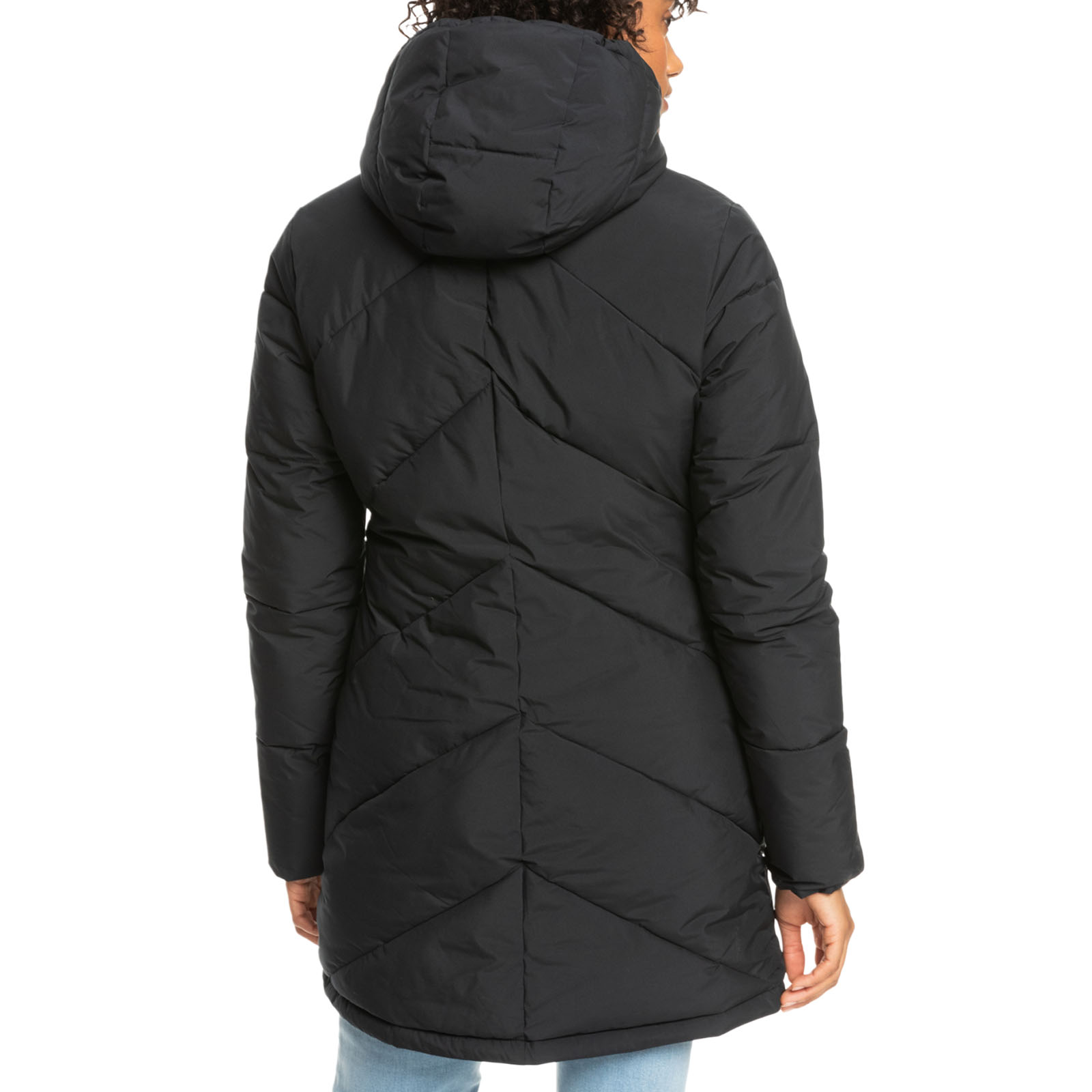 Abrigo chaqueta acolchada acolchada Longline con capucha para mujer Roxy Better Weather - Imagen 9 de 13