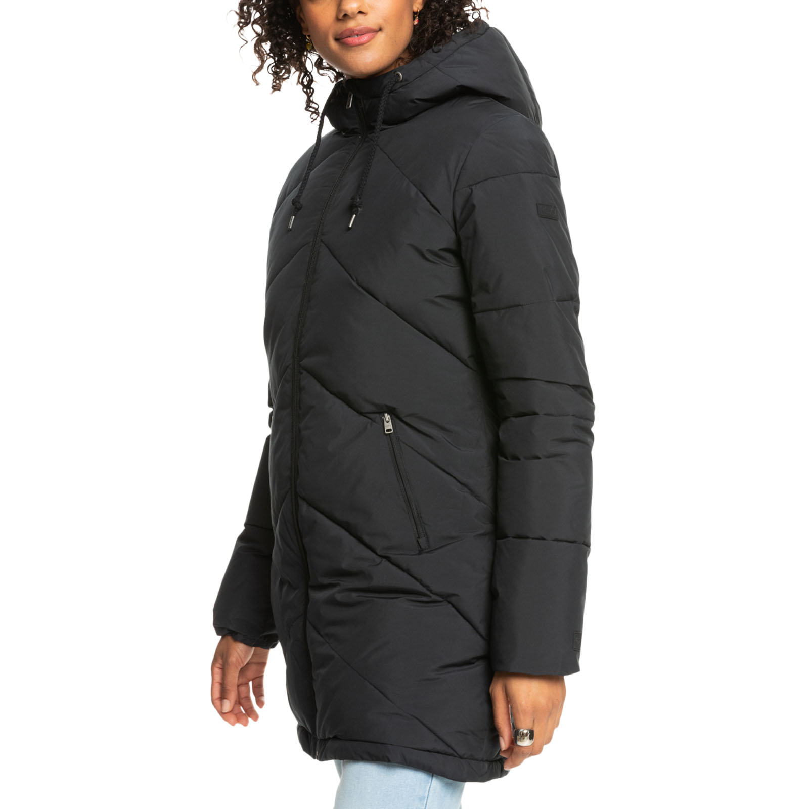 Abrigo chaqueta acolchada acolchada Longline con capucha para mujer Roxy Better Weather - Imagen 10 de 13