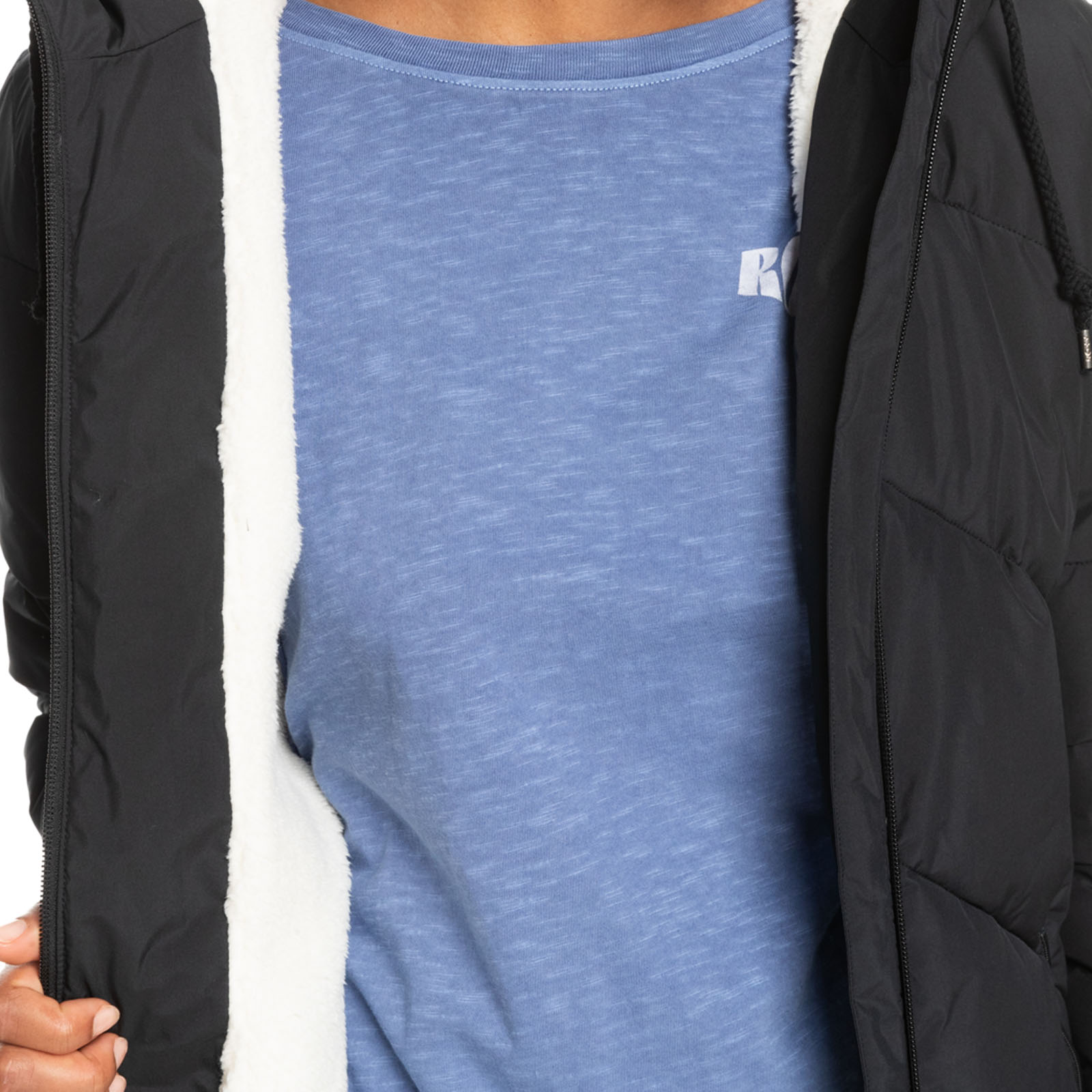 Abrigo chaqueta acolchada acolchada Longline con capucha para mujer Roxy Better Weather - Imagen 12 de 13