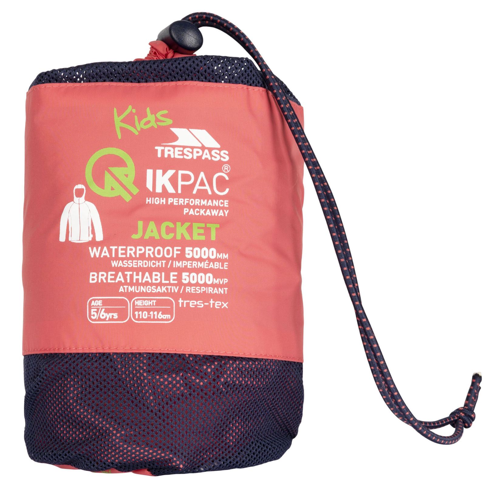 Trespass Kids Youths Qikpac Hooded Waterproof Packaway Outdoor Walking Jacket - Picture 21 of 25