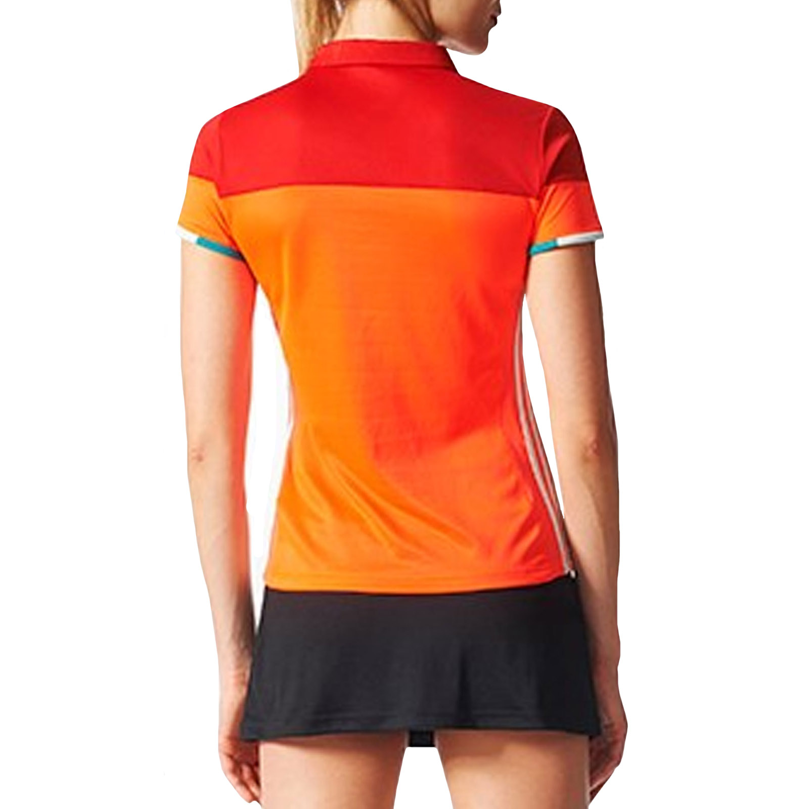 2XS adidas Performance Womens Colorblock Short Sleeve Badminton Polo Shirt Red