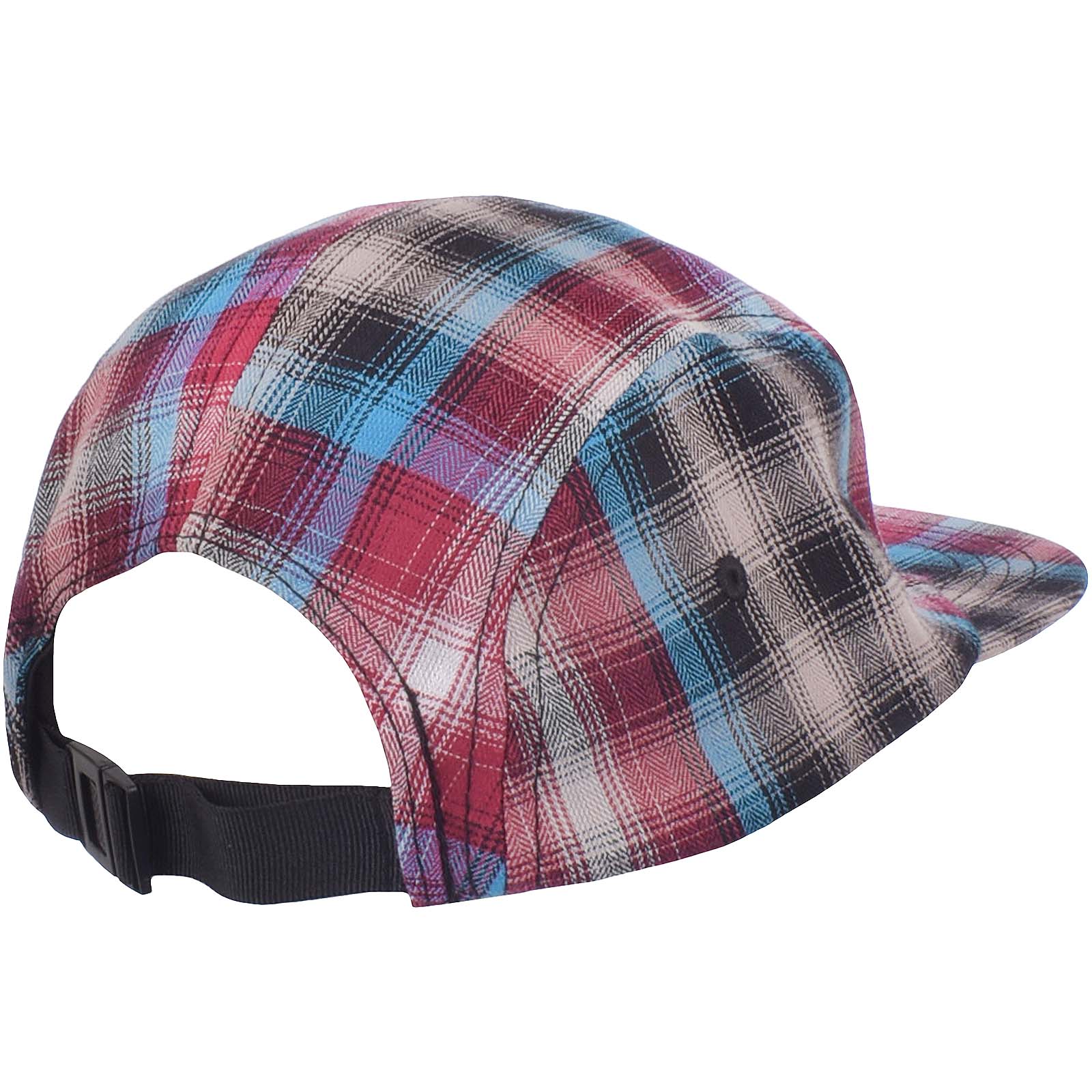 New Era Mens 5 Panel Camper Style Baseball Cap Hat Plaid Blue Maroon