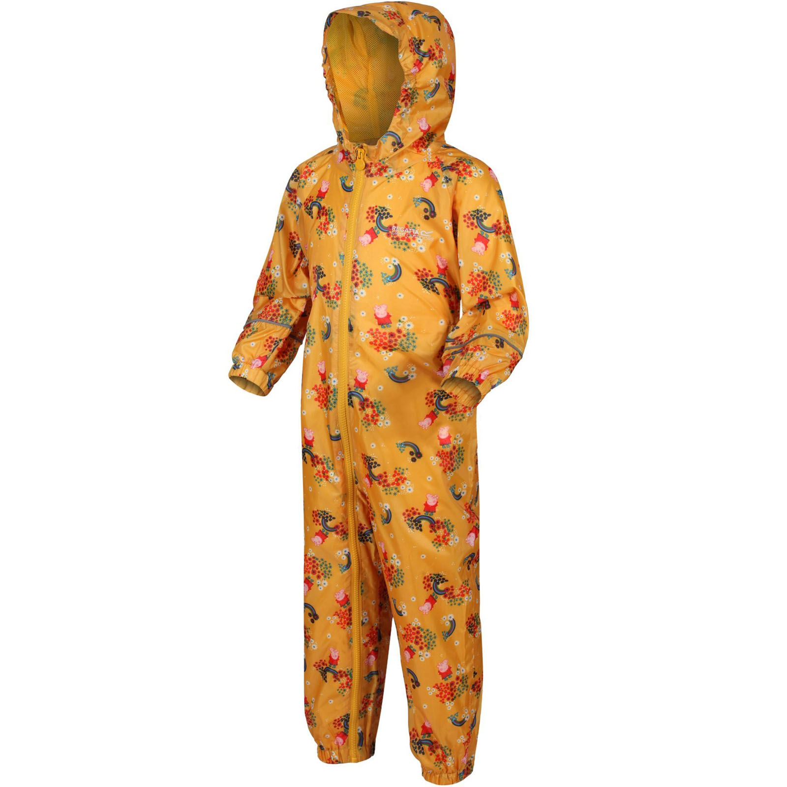 Regatta Unisex Kids Peppa Pig Pobble Print Waterproof Hooded Zip Up Puddle Suit - Picture 7 of 20