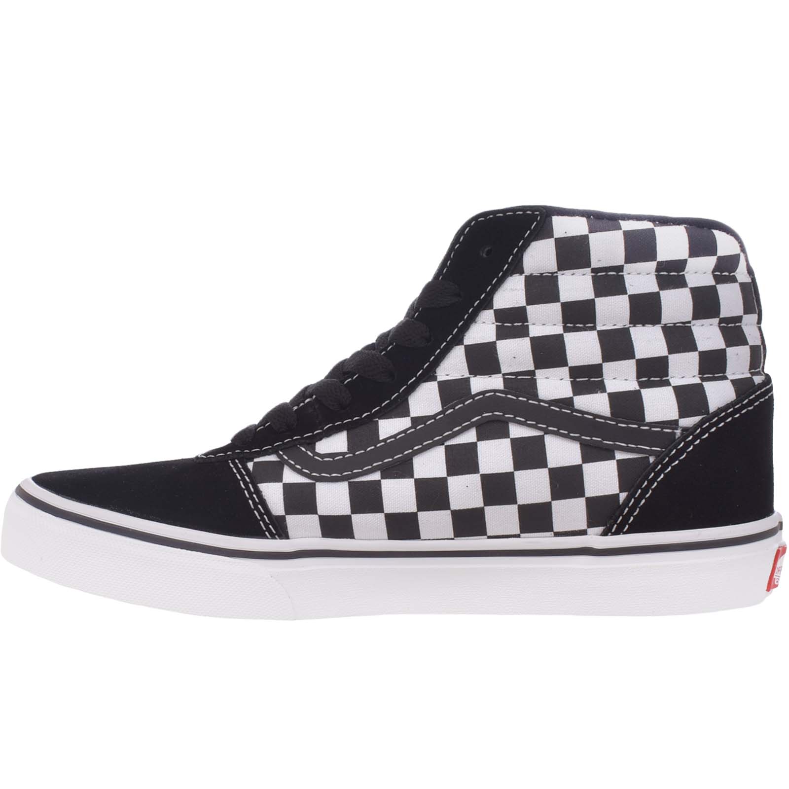 black checkered lace up vans
