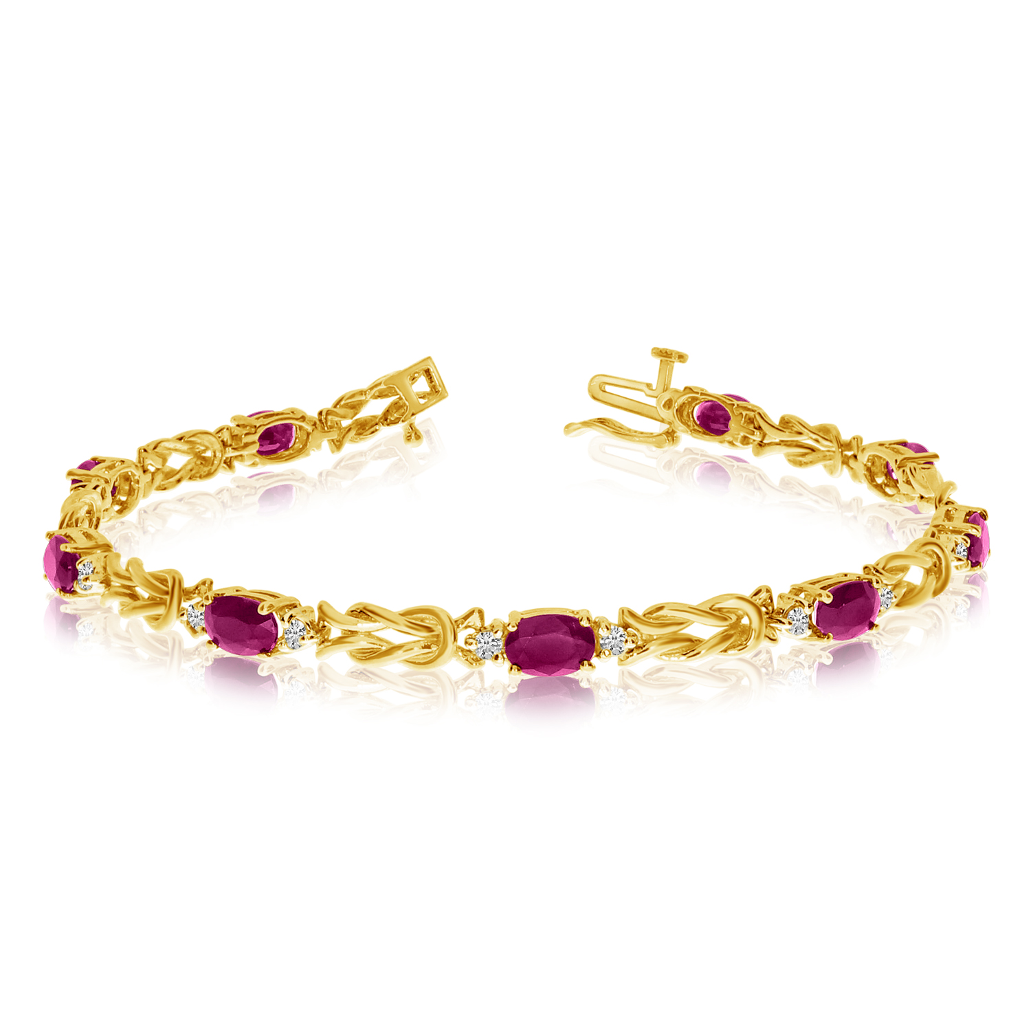 14k Yellow Gold Natural Ruby And Diamond Tennis Bracelet | eBay