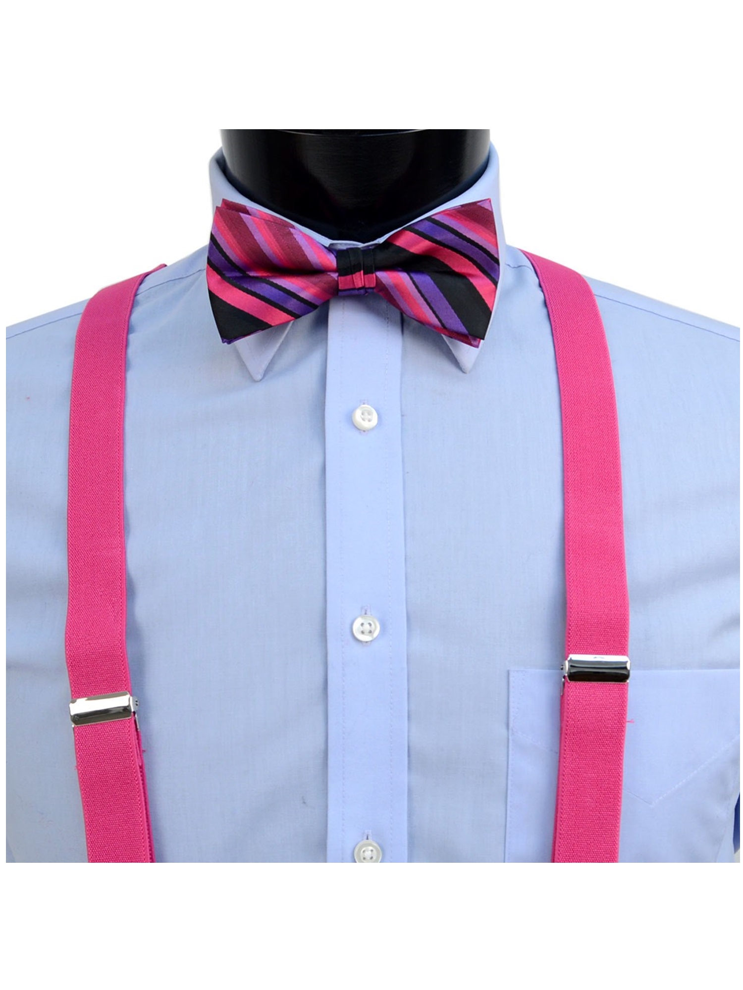 Men's Fuchsia 3 PC Clipon Suspenders, Bow Tie & Hanky Sets eBay