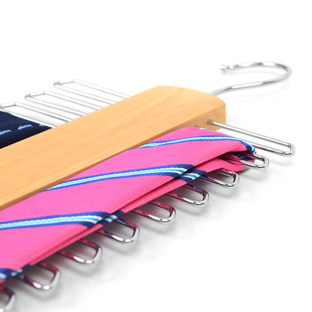 Natural Wooden Necktie Rack Hanger Up to 20 Ties eBay