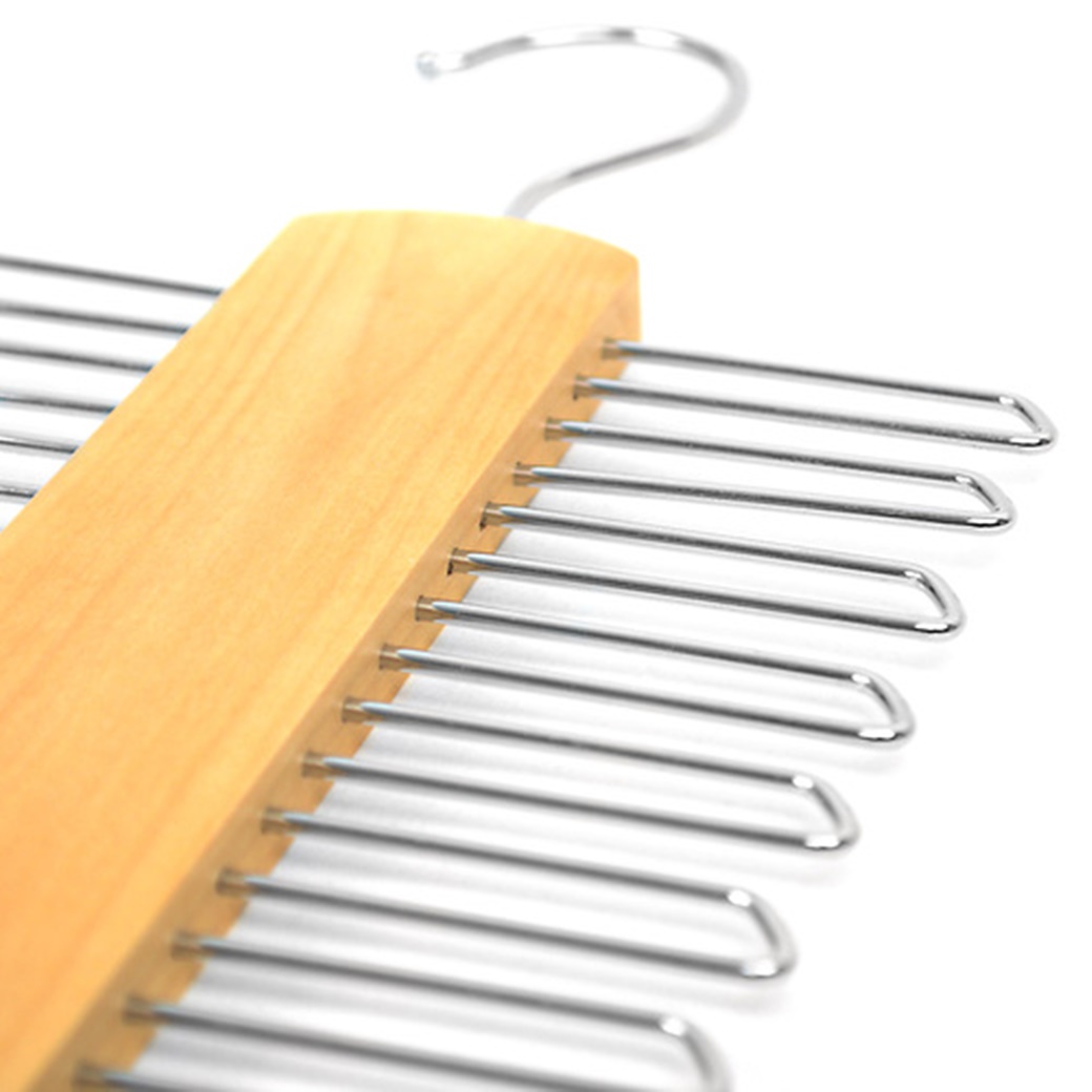 Natural Wooden Necktie Rack Hanger Up to 20 Ties eBay