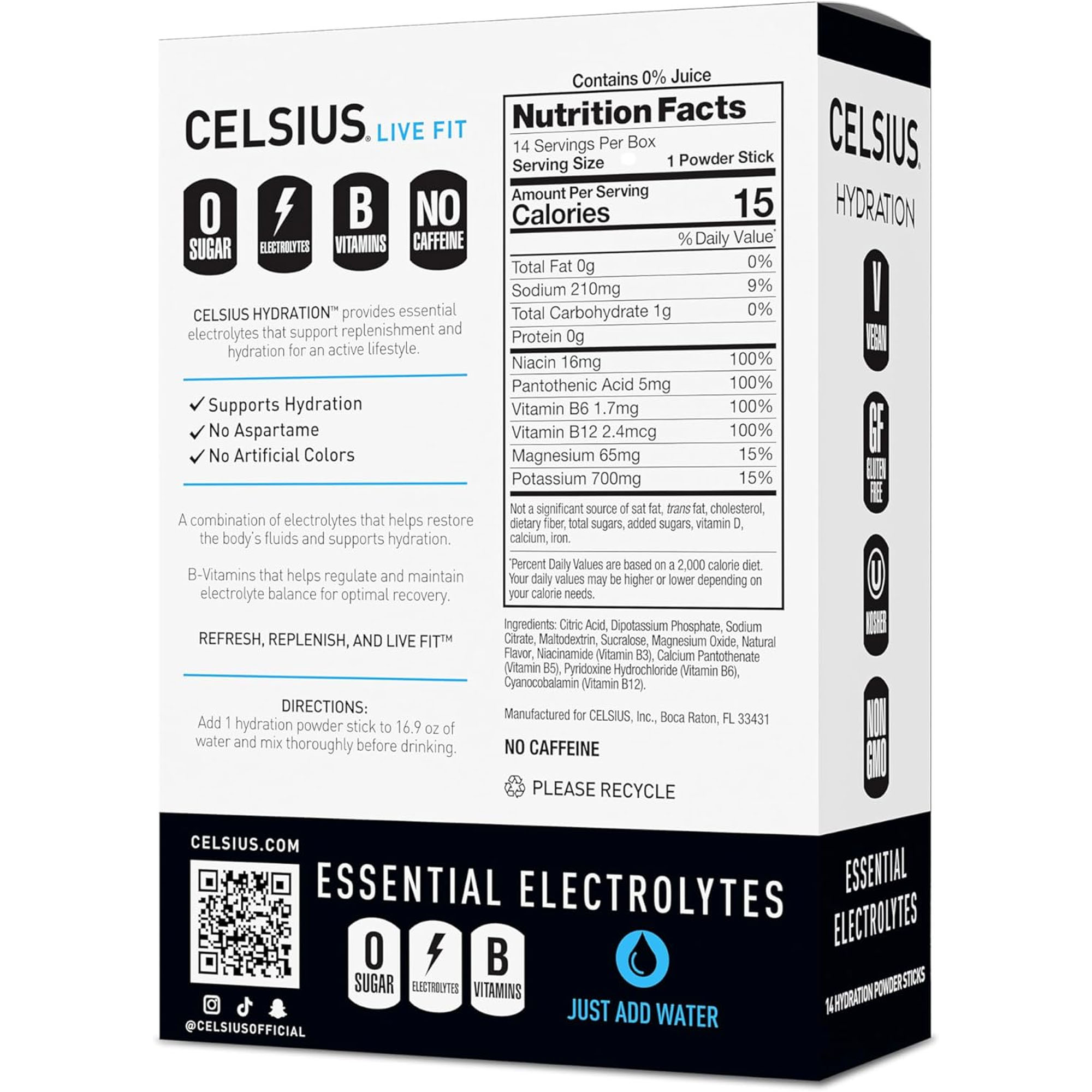 Celsius Hydration Sugar Free Electrolyte Drink Mix - 14 Pack