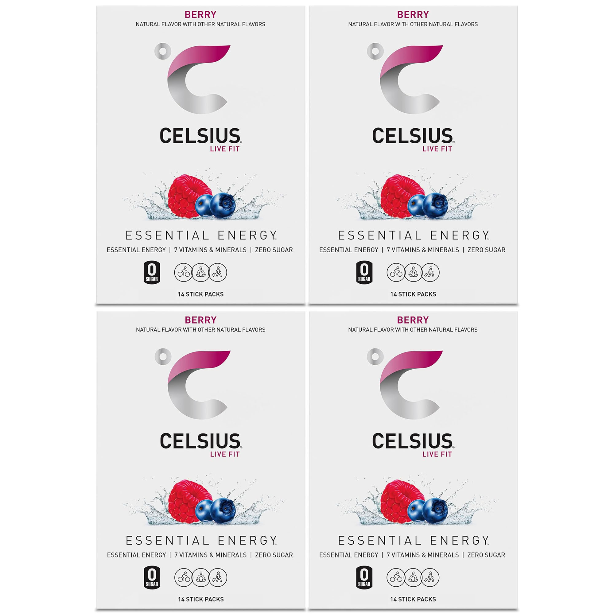 Celsius On-The-Go Zero Sugar Powder Stick Drink Mix 4 Pack