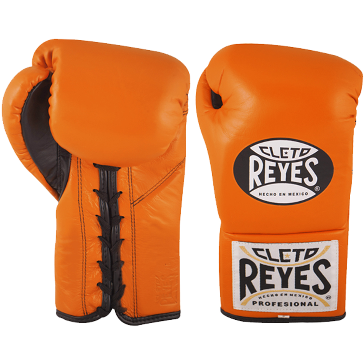 Cleto Reyes Official Lace Up Competition Boxing Gloves Tiger Orange