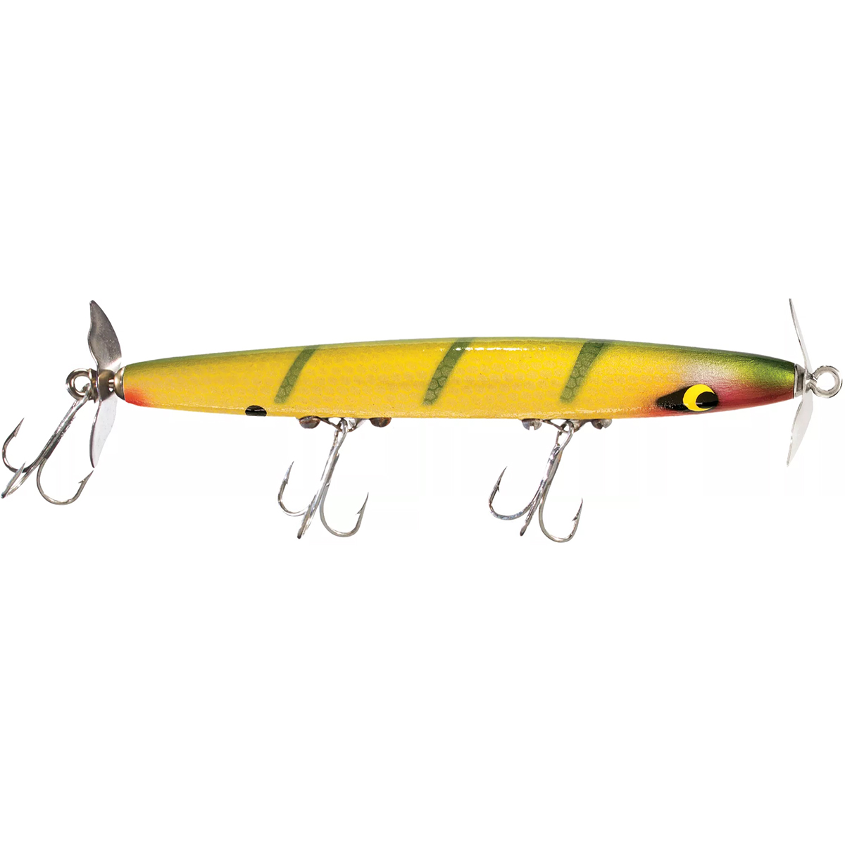 devil's tongue fishing lure Paul Brown Devil 05 churning propellers duplicates the unique commotion of fleeing shad to produce aggressive strikes from surface Tom's Taz Lures 096 Abigail