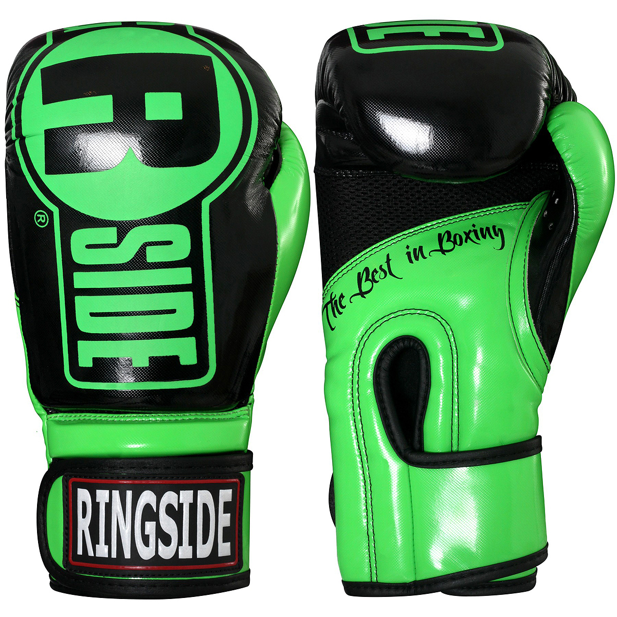 green and black boxing gloves
