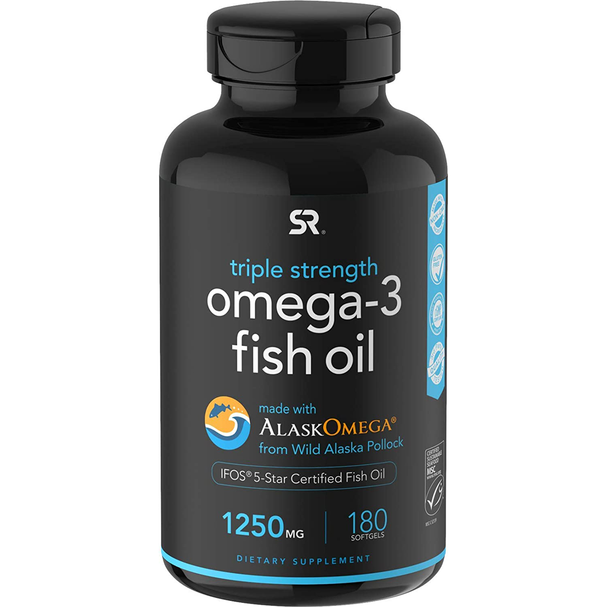 Sports Research Omega 3 Fish Oil Dietary Supplement 180 Softgels